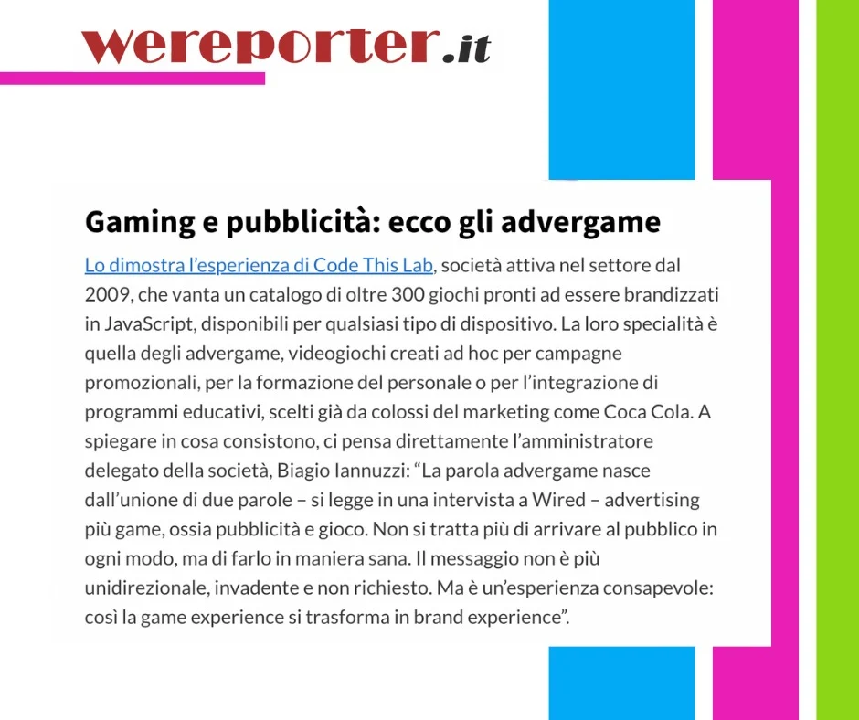 Home page - parlano di noi - wereporter